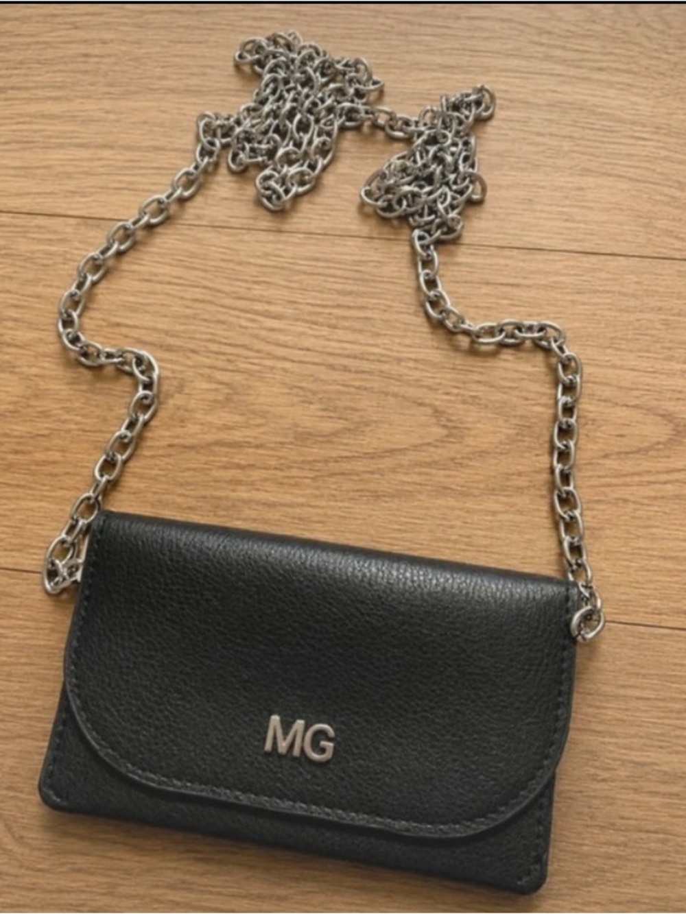 Madden Girl Black Crossbody Wallet with Silver Chain